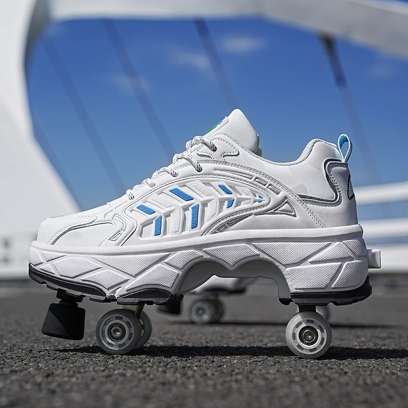 Resistance Band - Kinder-Rollschuhe mit vier Rädern, Knopfbedienung, einziehbaren