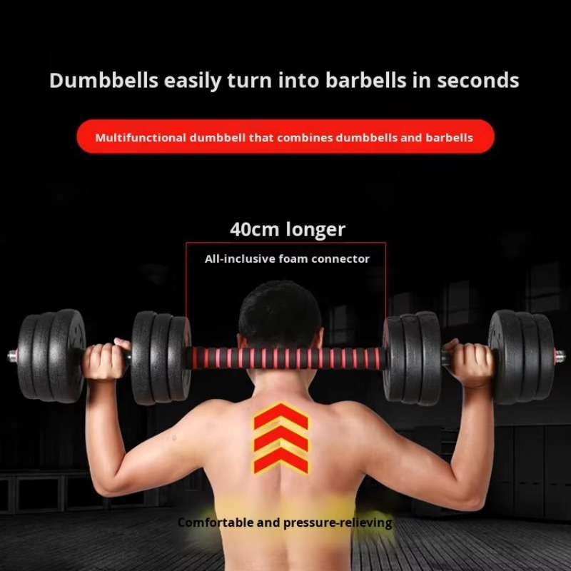 Dumbbell Set - Herren Heimfitness Verstellbares Hantelset Stahl-Langhantel Gummibeschichtete