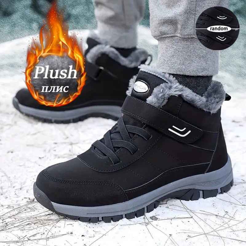 Resistance Band - Damen Winter Fleece-Gefütterte Schneestiefel Verstellbare Klettverschluss-Knöchelstiefel