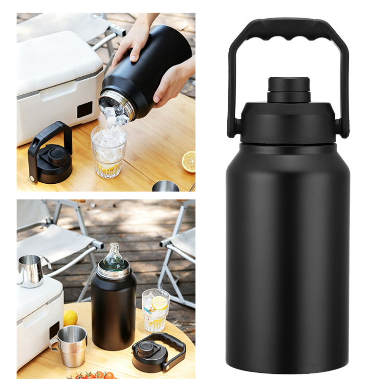Sports Water Bottle Insulated - Isolierte Wasserflasche mit Deckelgriff, weiter Öffnung,