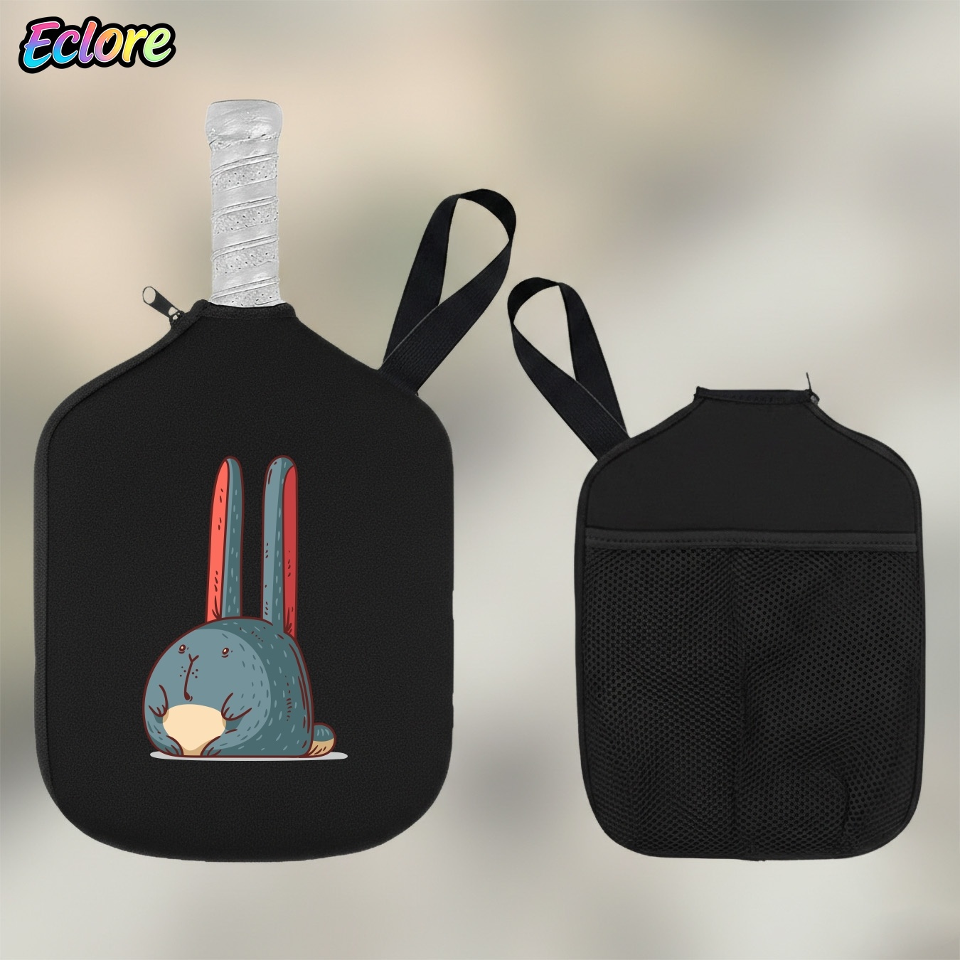 Tennis Racket - Niedliche Kaninchen-Pickleball-Schlägertasche, Langlebige Cartoon-Schlägerhülle für Tischtennis,