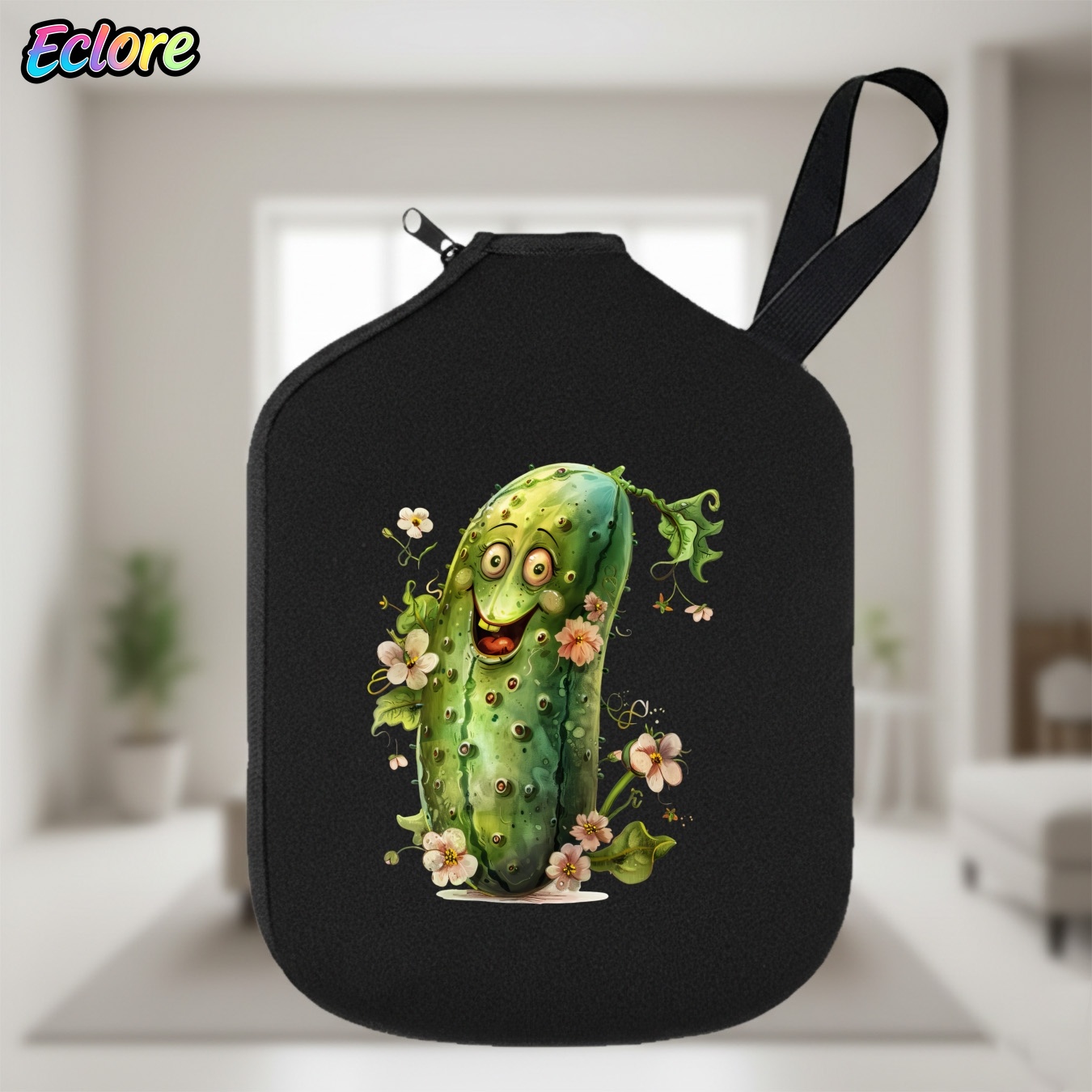 Tennis Racket - Cartoon Smile Pickleball-Schlägerhülle, weiche, robuste Schlägertasche,