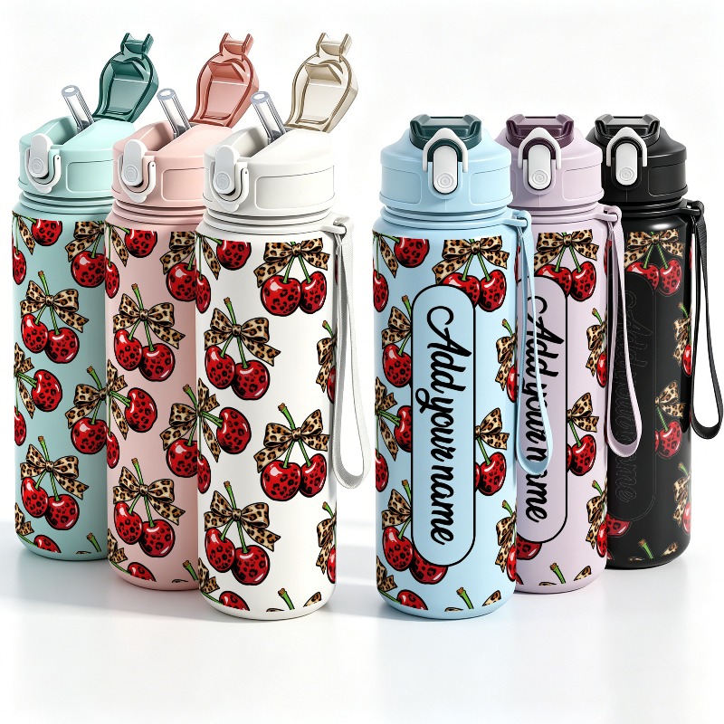 Sports Water Bottle Insulated - Personalisierte 25oz Große Kirschförmige Auslaufsichere Plastik-Wasserflasche