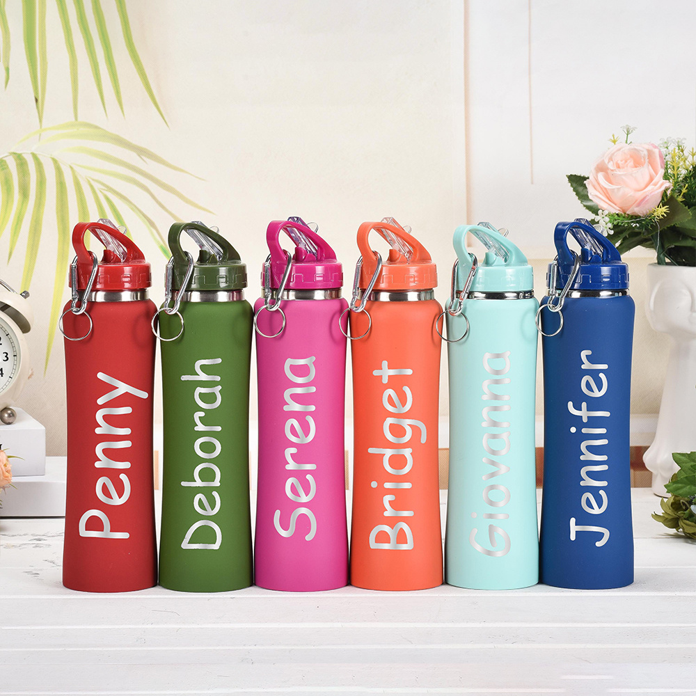 Sports Water Bottle Insulated - Personalisierte Edelstahl-Wasserflasche mit Strohhalmdeckel, isolierte Sportflasche,