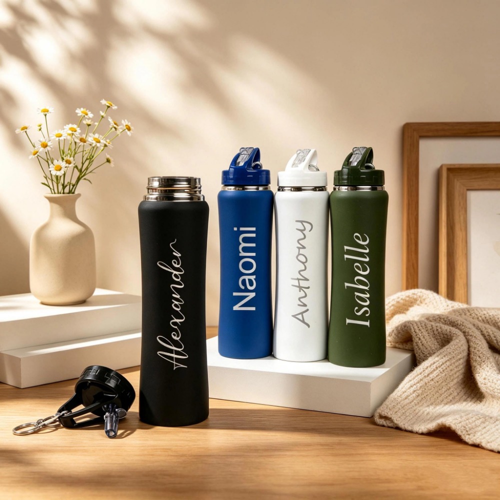 Sports Water Bottle Insulated - 1. Personalisierte Edelstahl-Wasserflasche mit Strohhalmdeckel, individuell