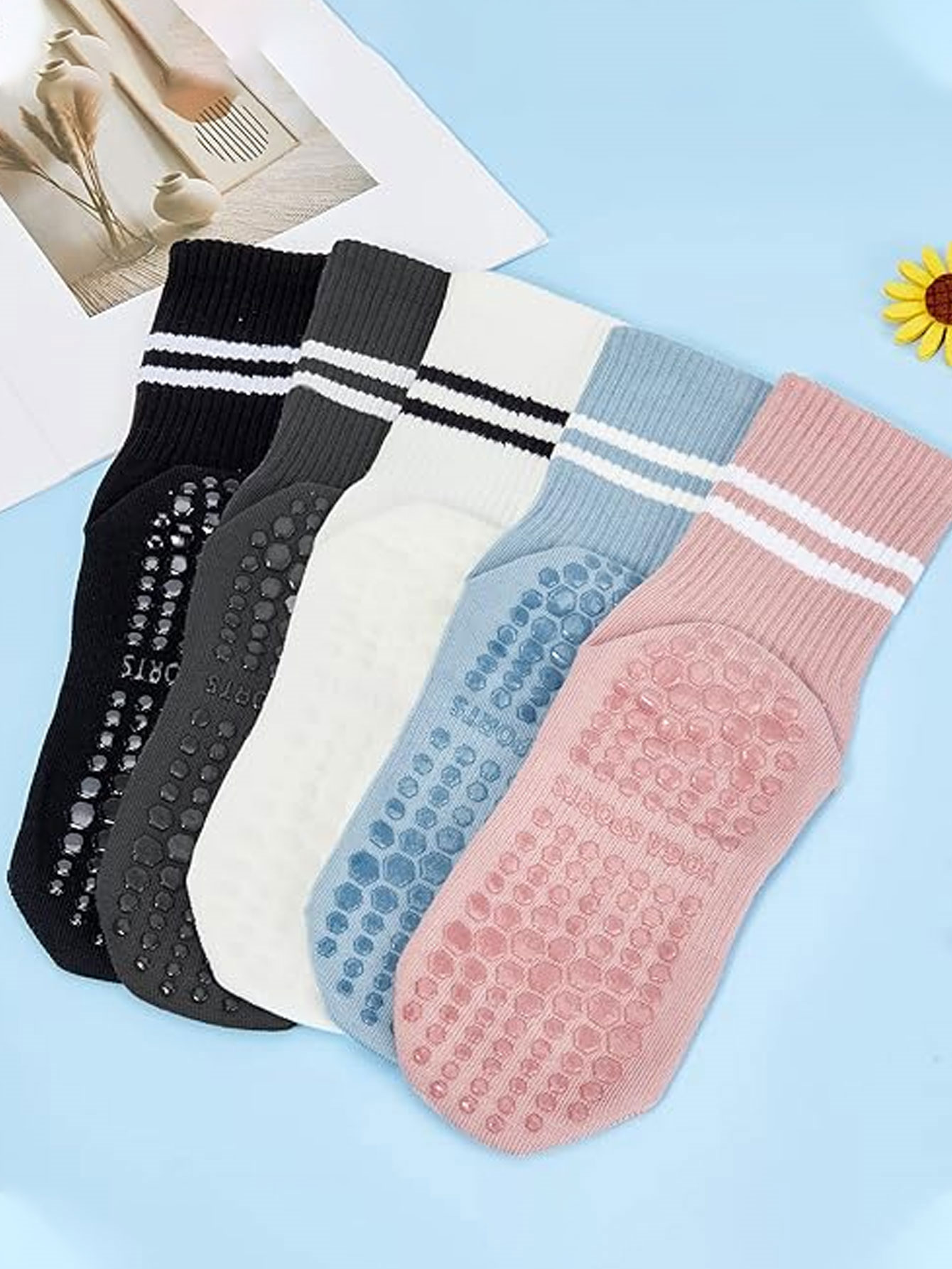 3 Paar Yoga-Socken, rutschfest – Yoga Mat Bewertung und Preis