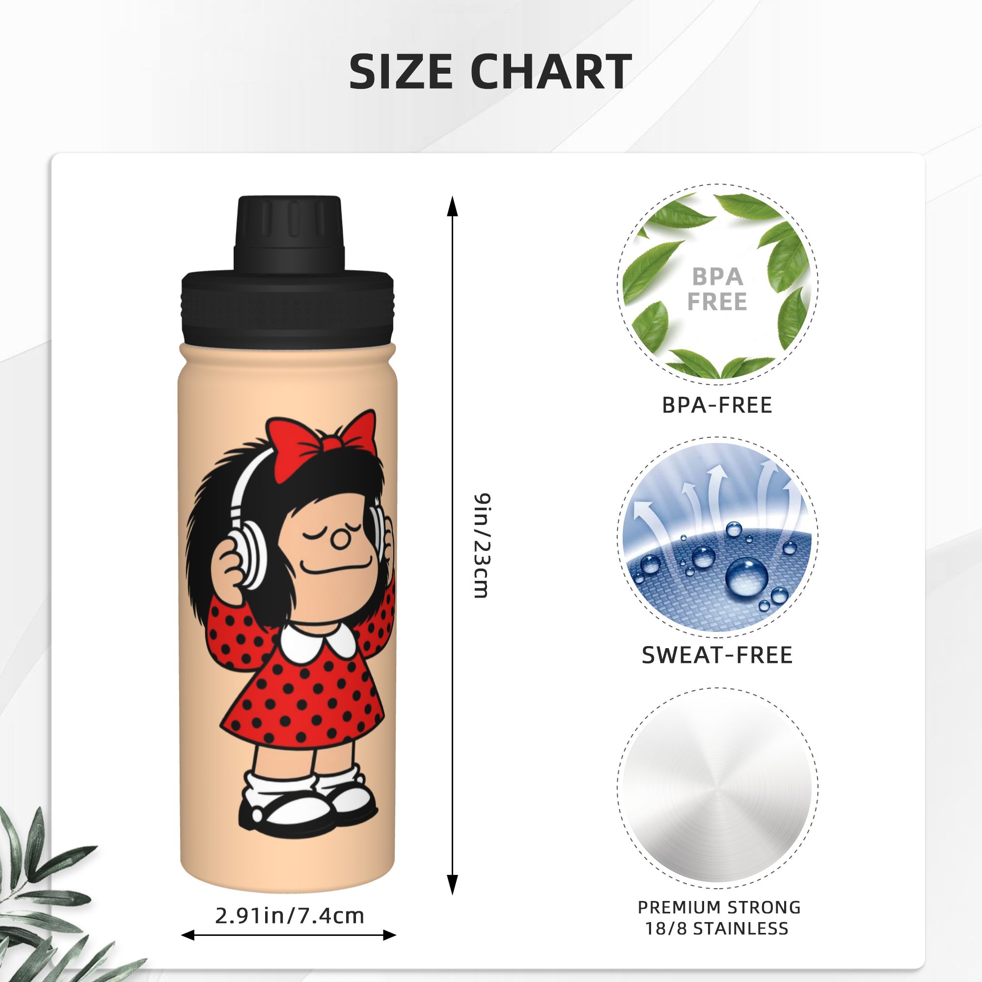 Cartoon M-Mafaldas 18OZ Sport- – Sports Water Bottle Insulated Bewertung und Preis